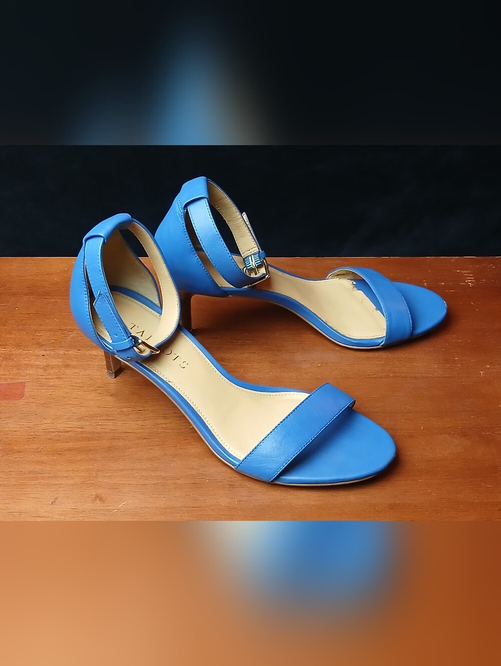 TALBOTS Blue Ankle-Strap Leather Sandals - Picture 2 of 14